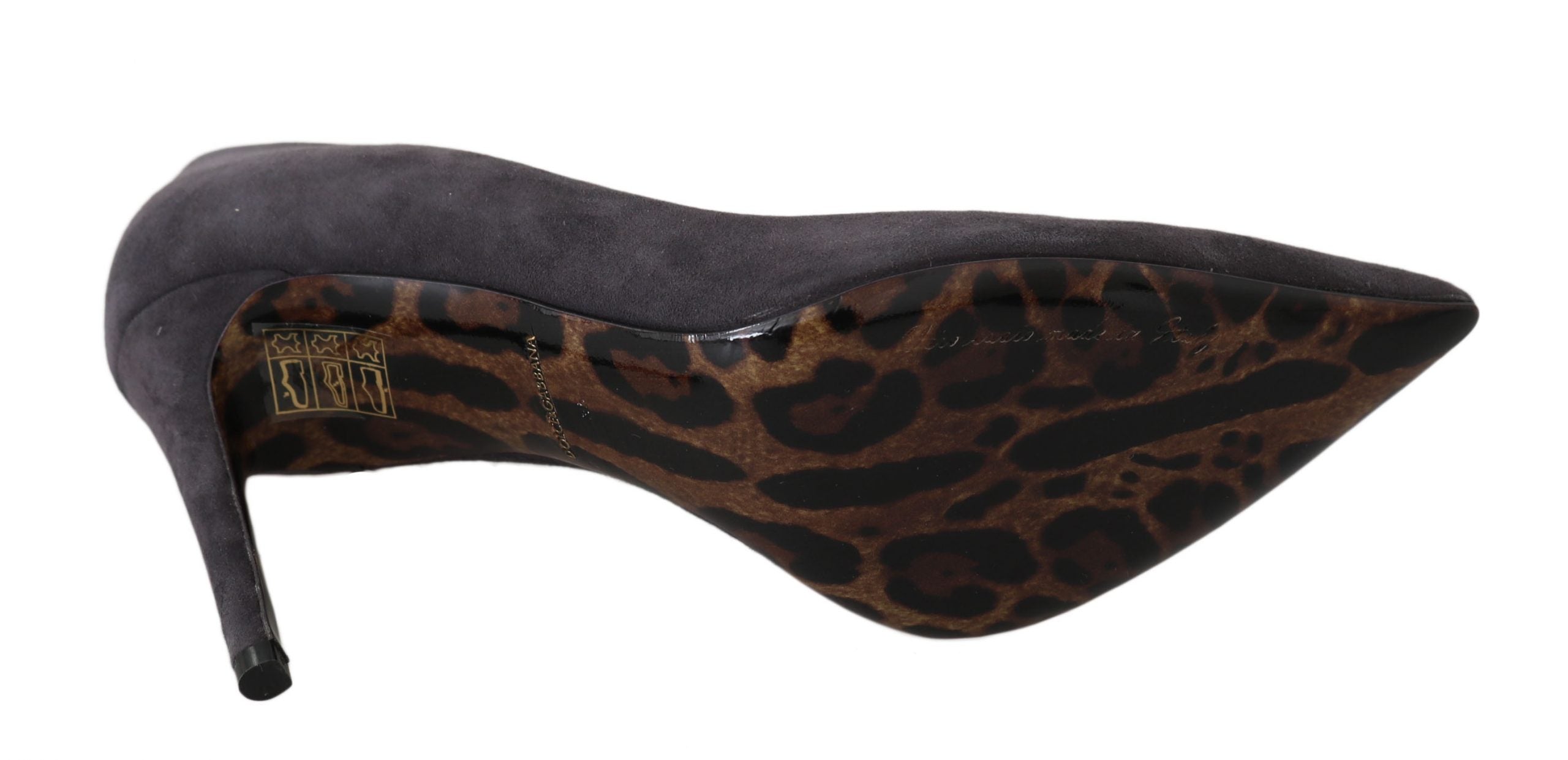 Dolce &amp; Gabbana Grey Suede Leather Stiletto Shoes Heels