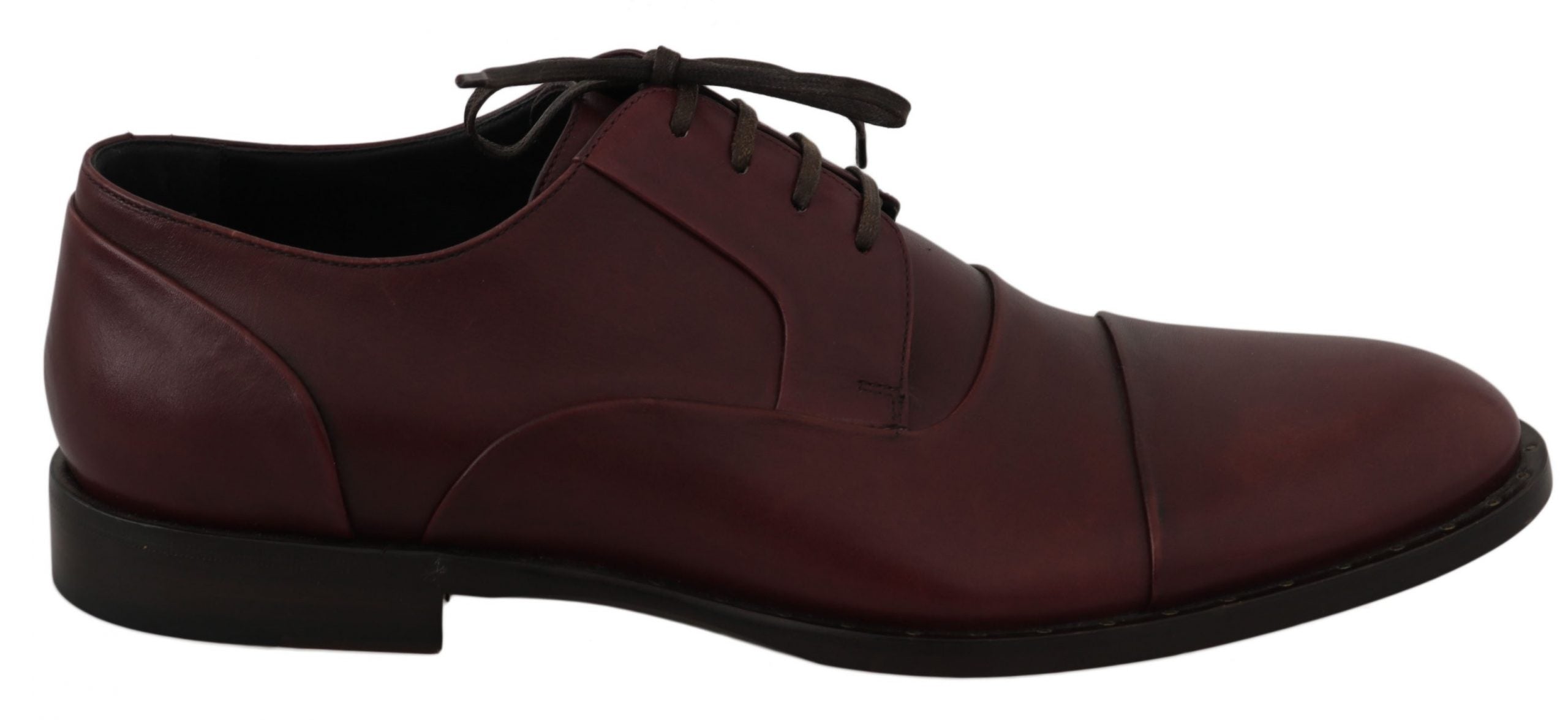Dolce & Gabbana Rote Bordeaux Leder Derby Formelle Schuhe