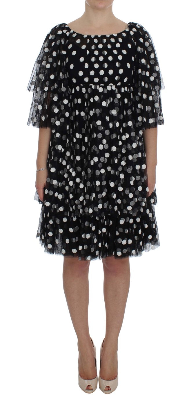 Dolce &amp; Gabbana black and white polka dot dress with ruffles
