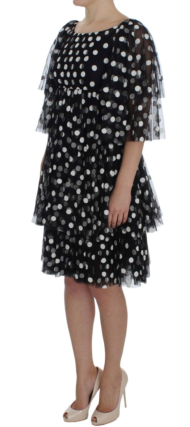 Dolce &amp; Gabbana black and white polka dot dress with ruffles