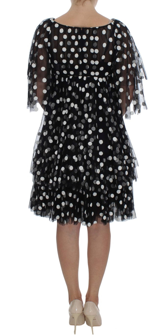Dolce &amp; Gabbana black and white polka dot dress with ruffles