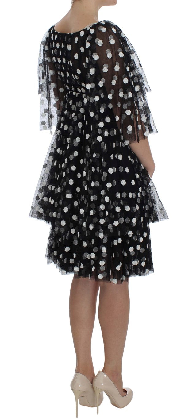 Dolce &amp; Gabbana black and white polka dot dress with ruffles