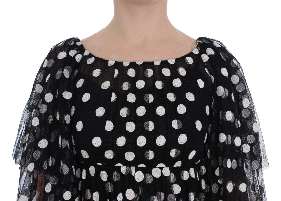 Dolce &amp; Gabbana black and white polka dot dress with ruffles