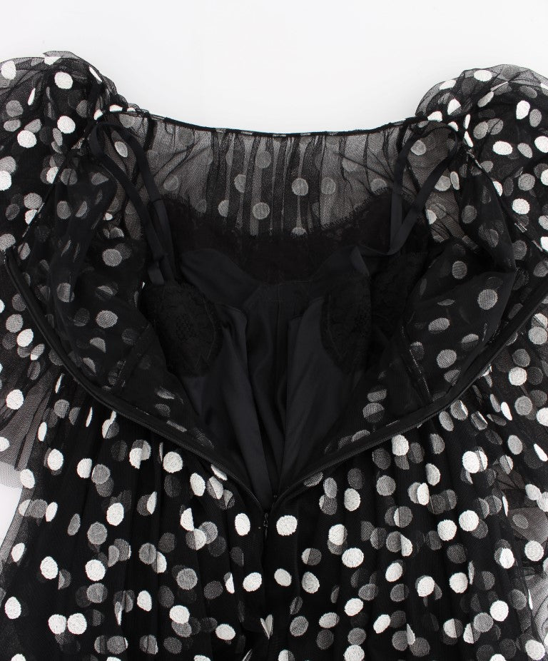 Dolce &amp; Gabbana black and white polka dot dress with ruffles