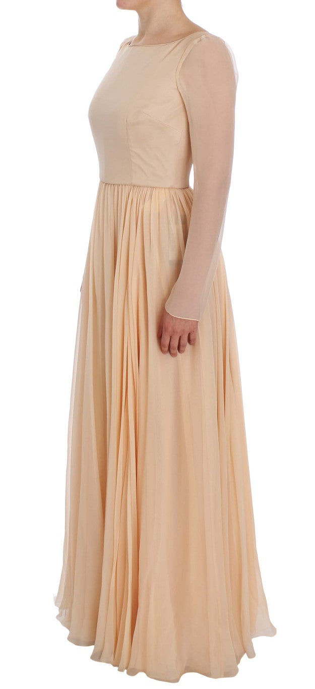 Dolce &amp; Gabbana beige silk ball gown full length dress