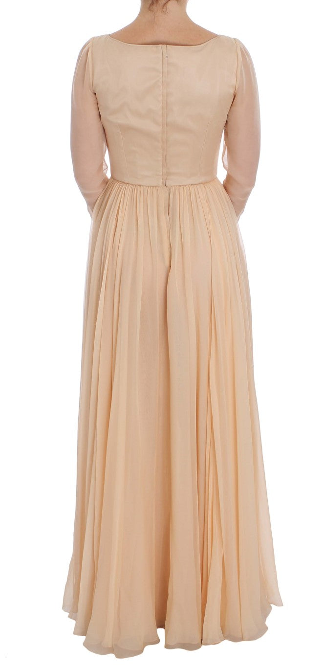 Dolce &amp; Gabbana beige silk ball gown full length dress