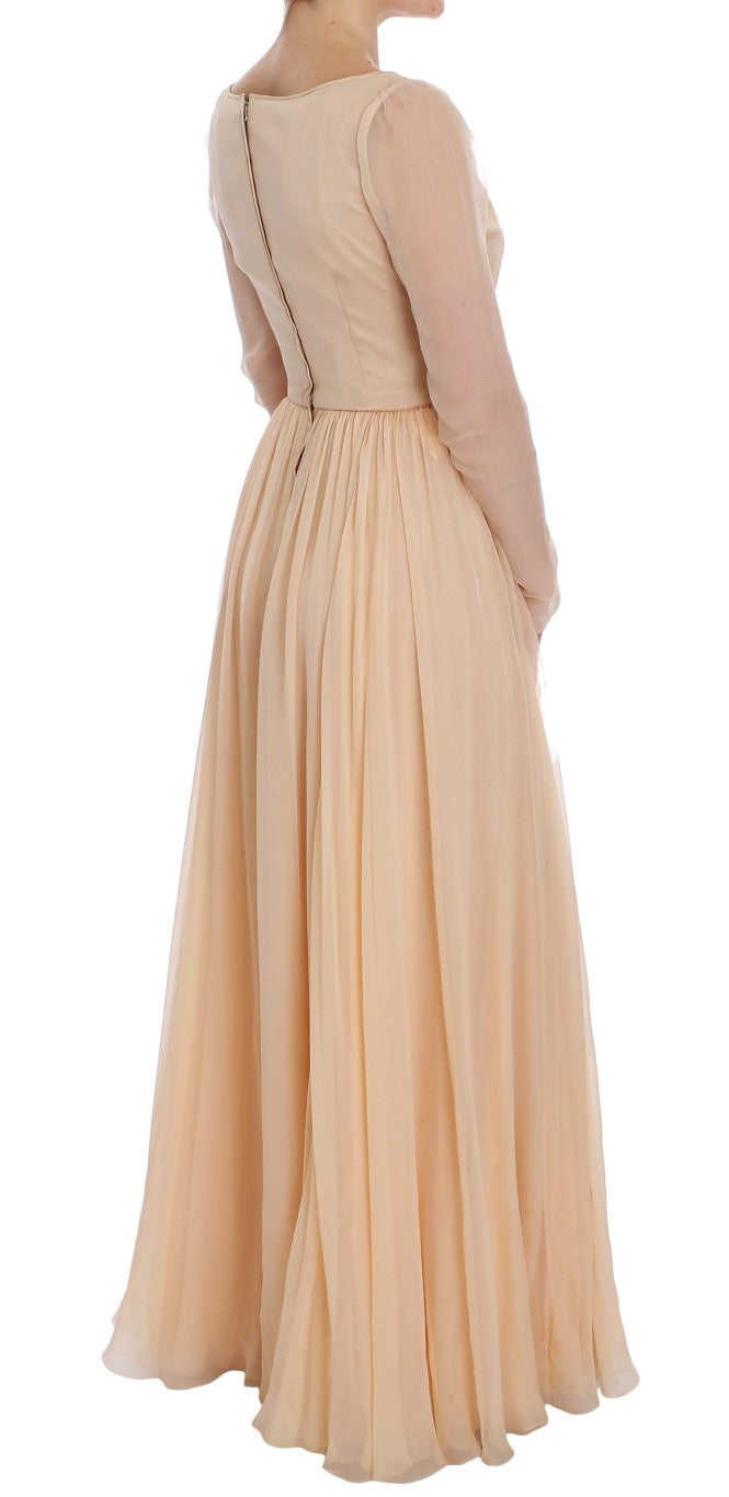 Dolce &amp; Gabbana beige silk ball gown full length dress