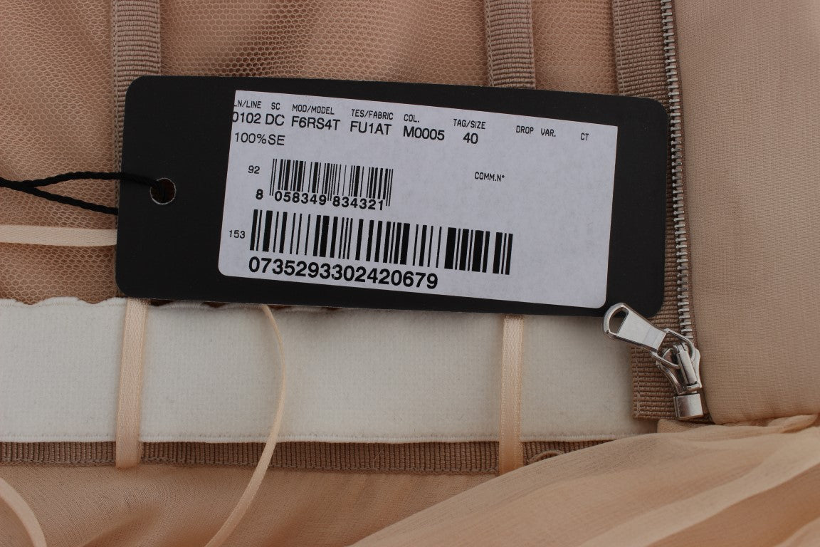 Dolce &amp; Gabbana beige silk ball gown full length dress