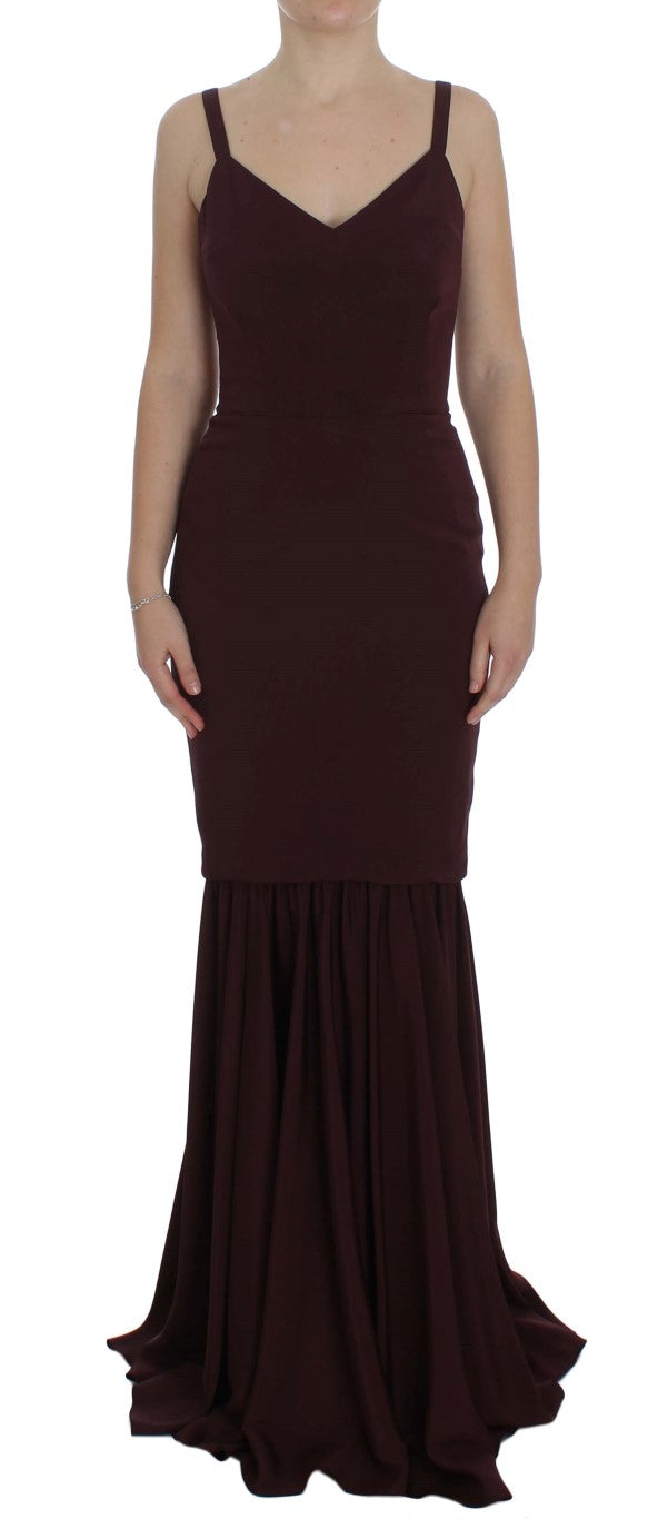 Dolce &amp; Gabbana burgundy stretch full-length sheath dress