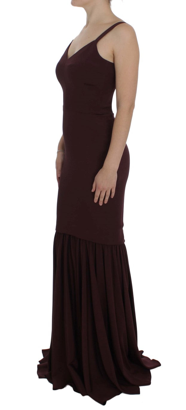 Dolce &amp; Gabbana burgundy stretch full-length sheath dress