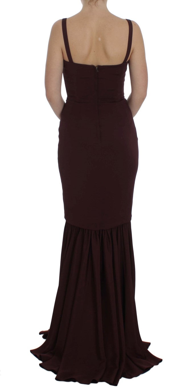 Dolce &amp; Gabbana burgundy stretch full-length sheath dress