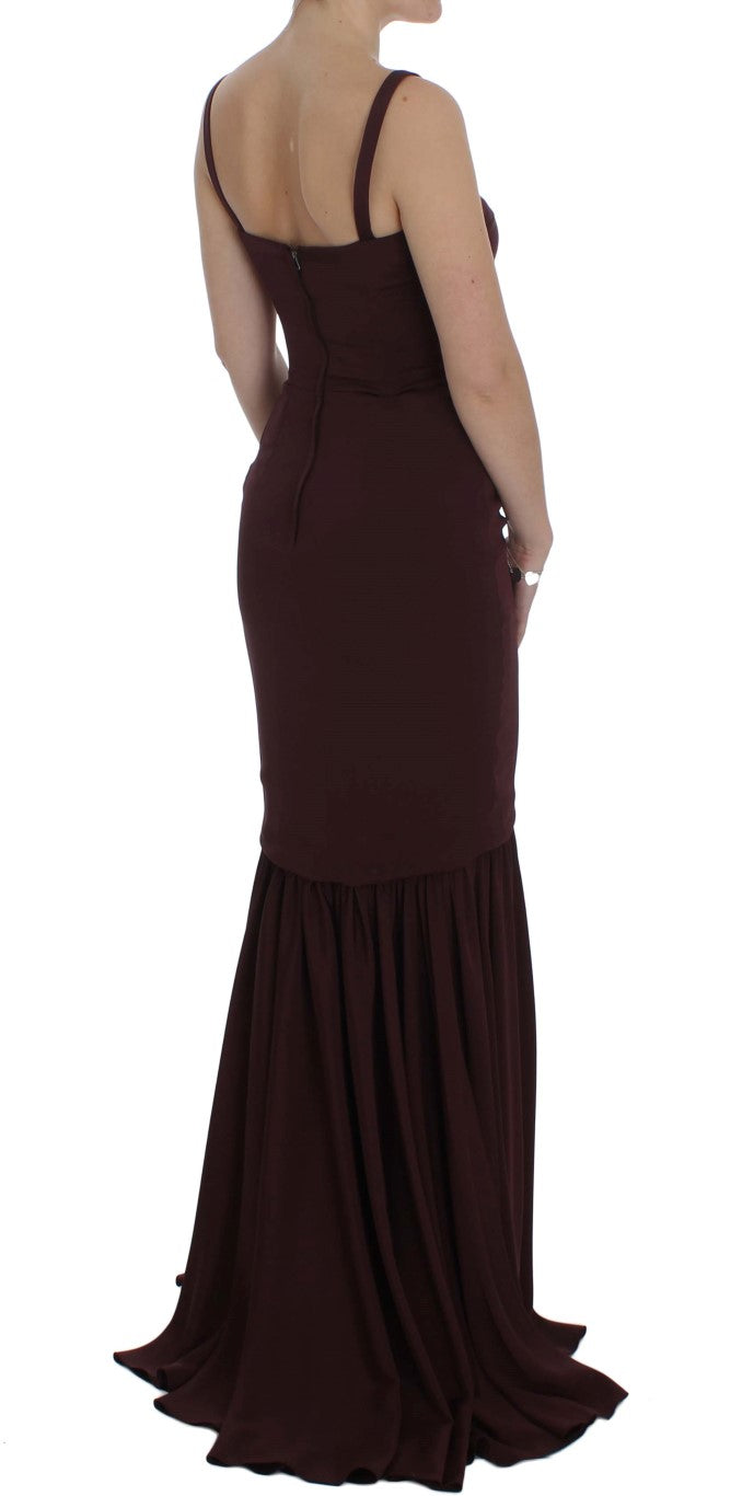 Dolce &amp; Gabbana burgundy stretch full-length sheath dress