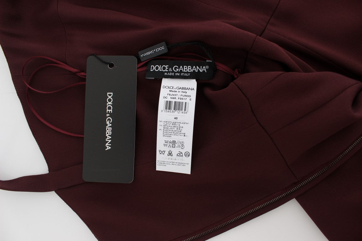 Dolce &amp; Gabbana burgundy stretch full-length sheath dress