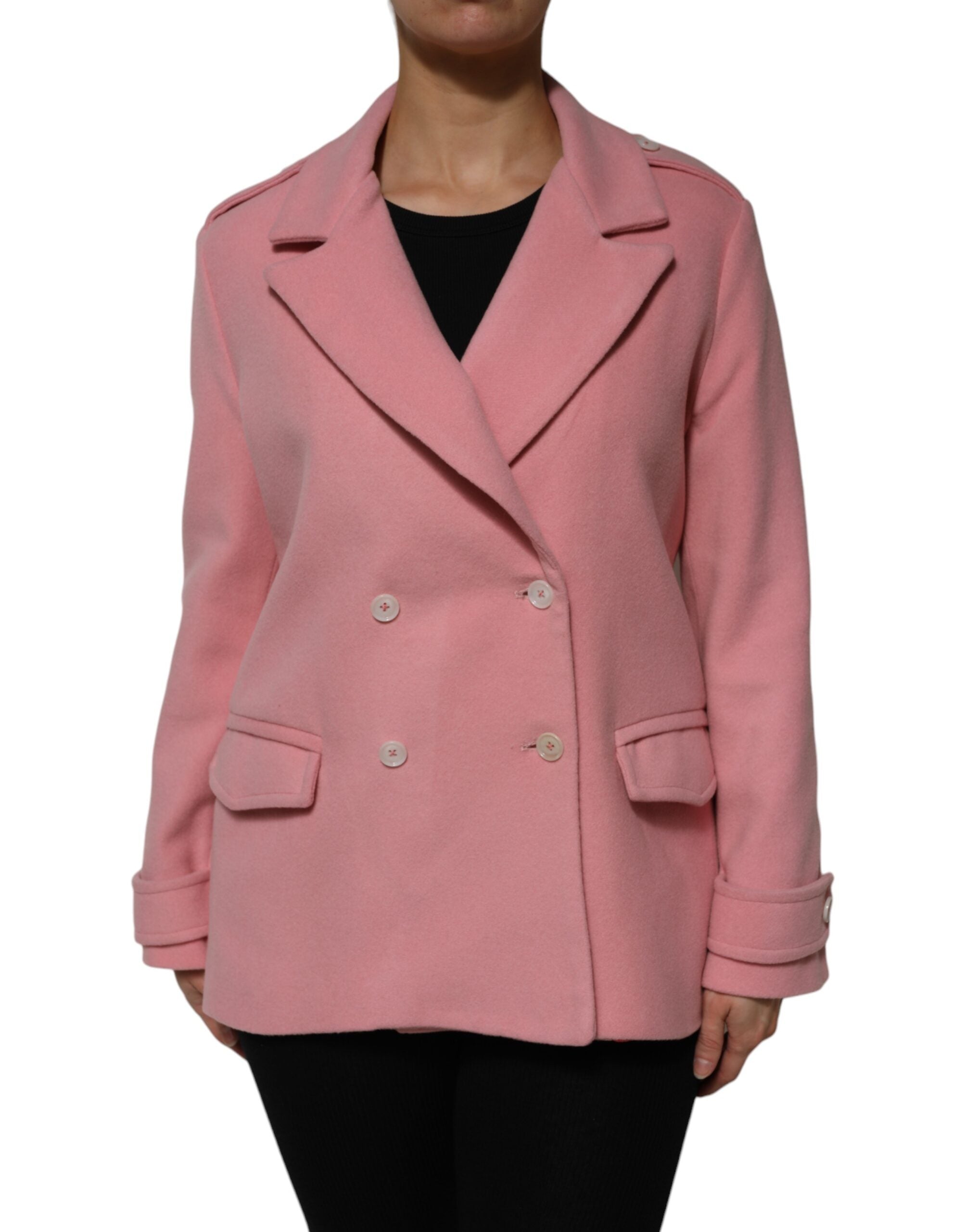 PINK MEMORIES Rosafarbener Wollblazer Mantel Jacke doppelreihig