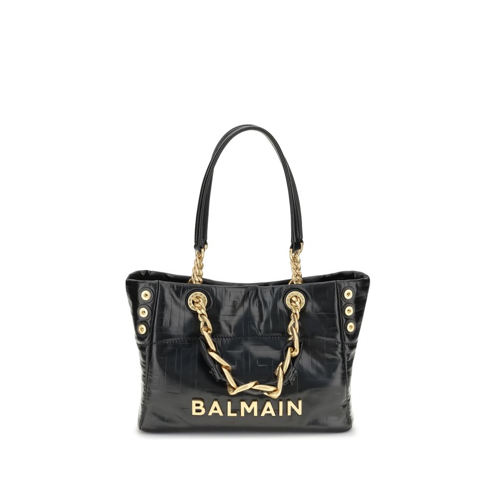 Balmain Schwarze Schultertasche aus Kalbsleder Bos Taurus