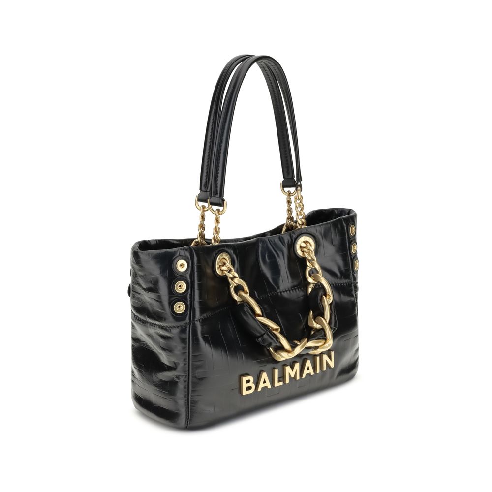 Balmain Schwarze Schultertasche aus Kalbsleder Bos Taurus
