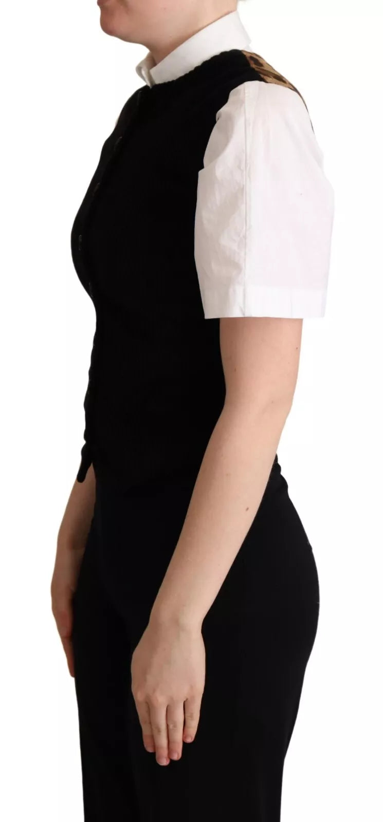 Dolce &amp; Gabbana Black Brown Leopard Print Vest