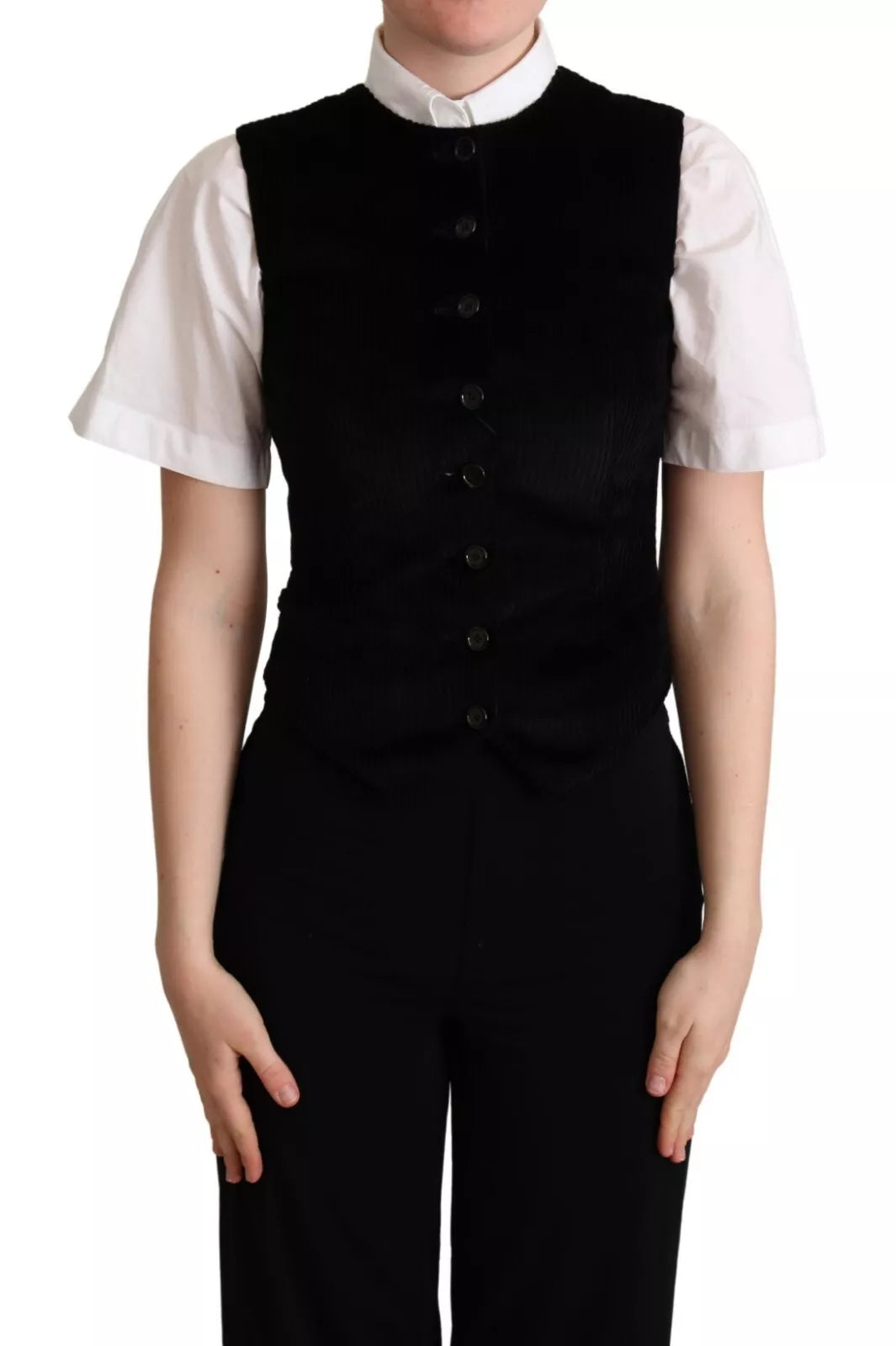 Dolce &amp; Gabbana Black Brown Leopard Print Vest