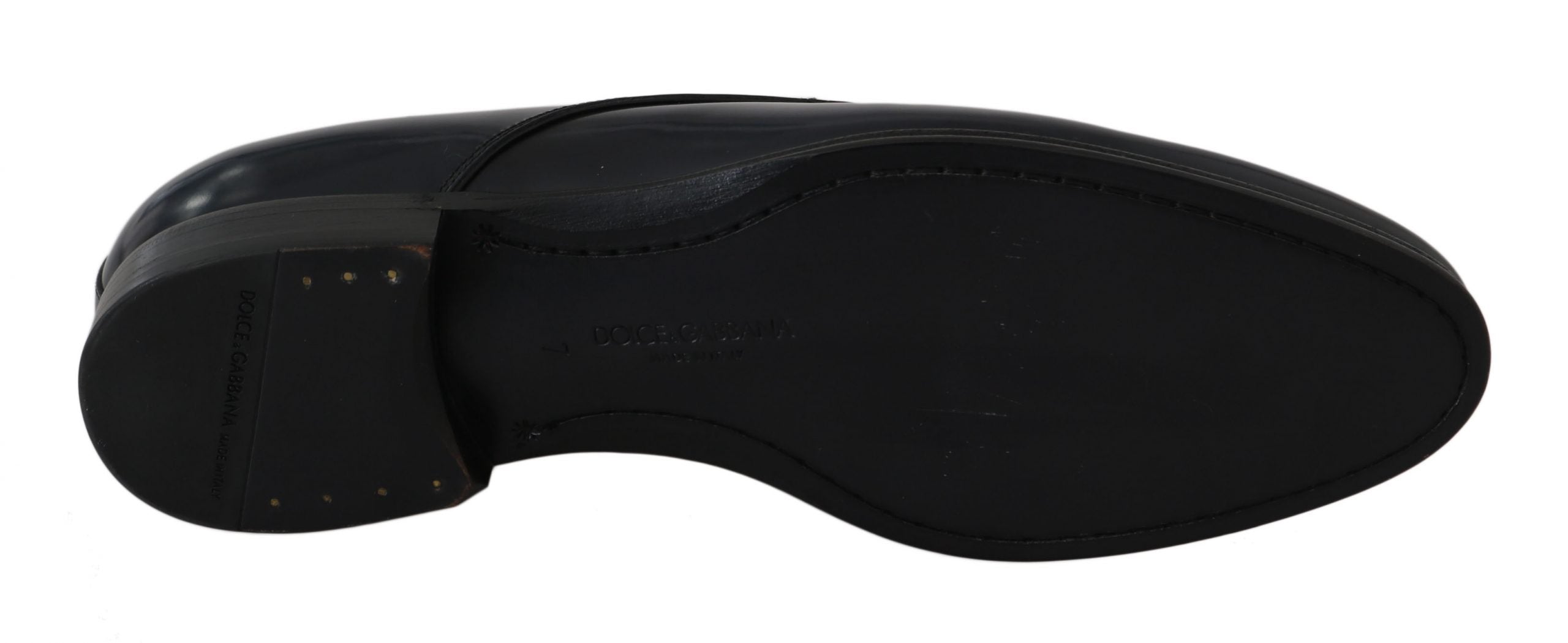 Dolce &amp; Gabbana Blue Leather Dress Derby Formal Men's Shoes