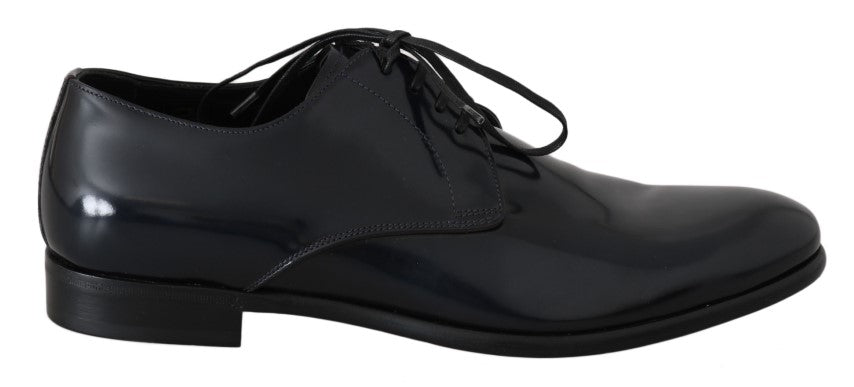Dolce &amp; Gabbana polished blue leather derby shoes