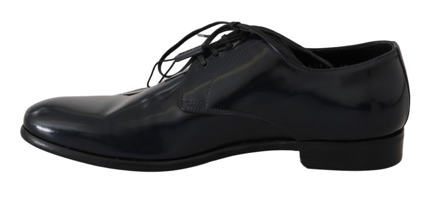 Dolce & Gabbana Polierte Derby-Schuhe aus blauem Leder