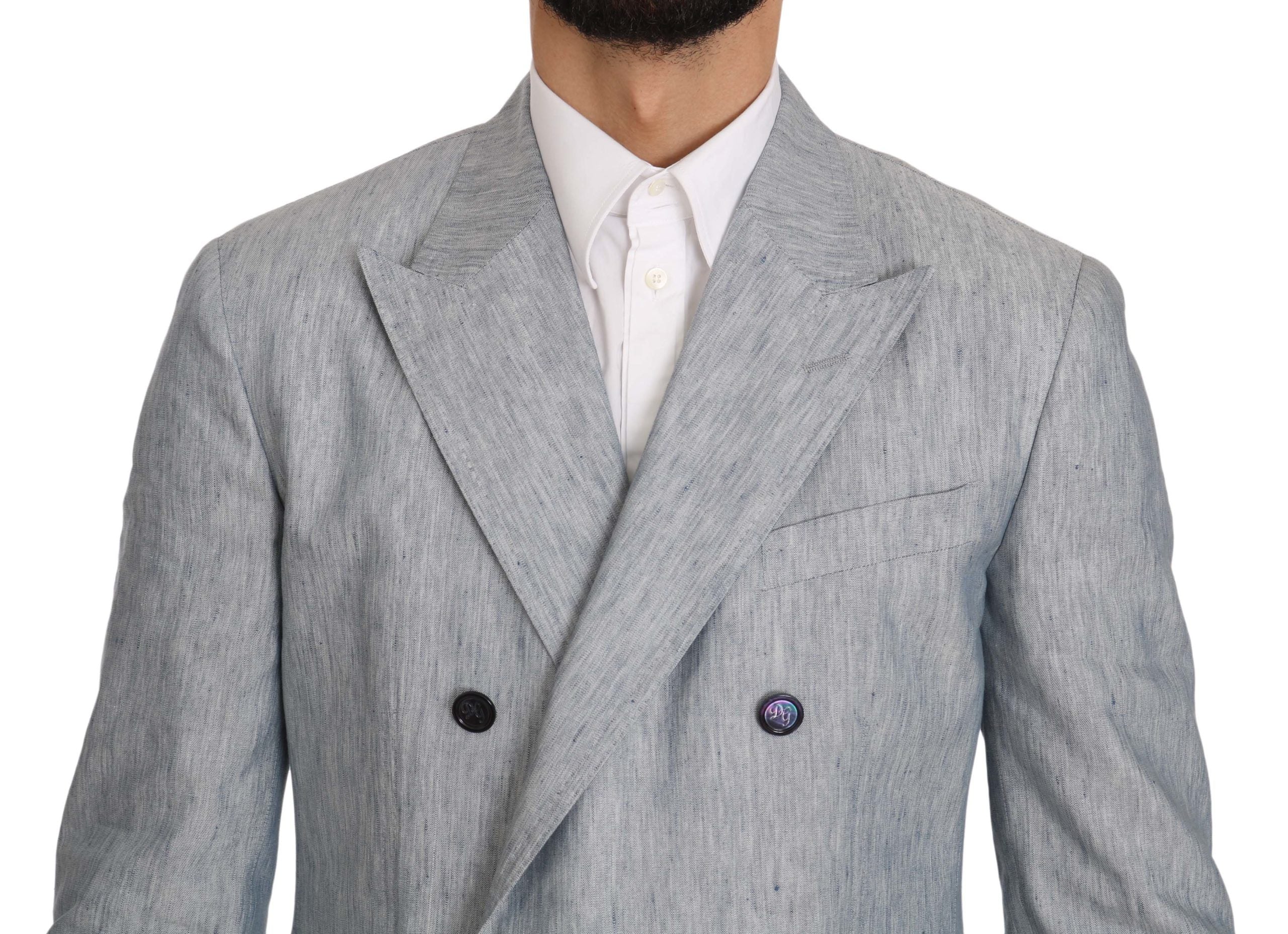 Dolce & Gabbana Blaue Flachsjacke NAPOLI Mantel Blazer
