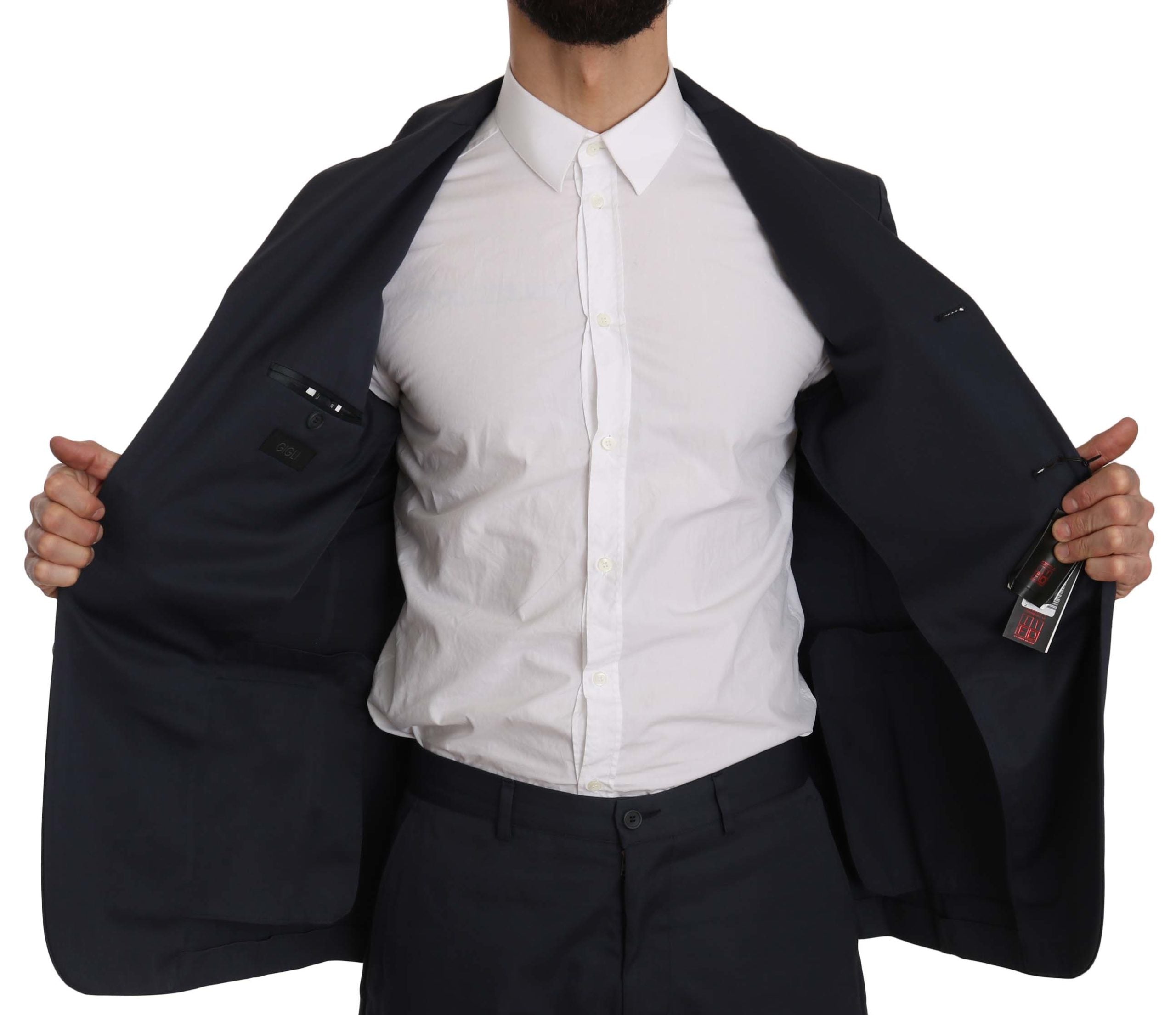 Romeo Gigli Zweiteiliger 3-Knopf-Baumwollanzug Blau Solid