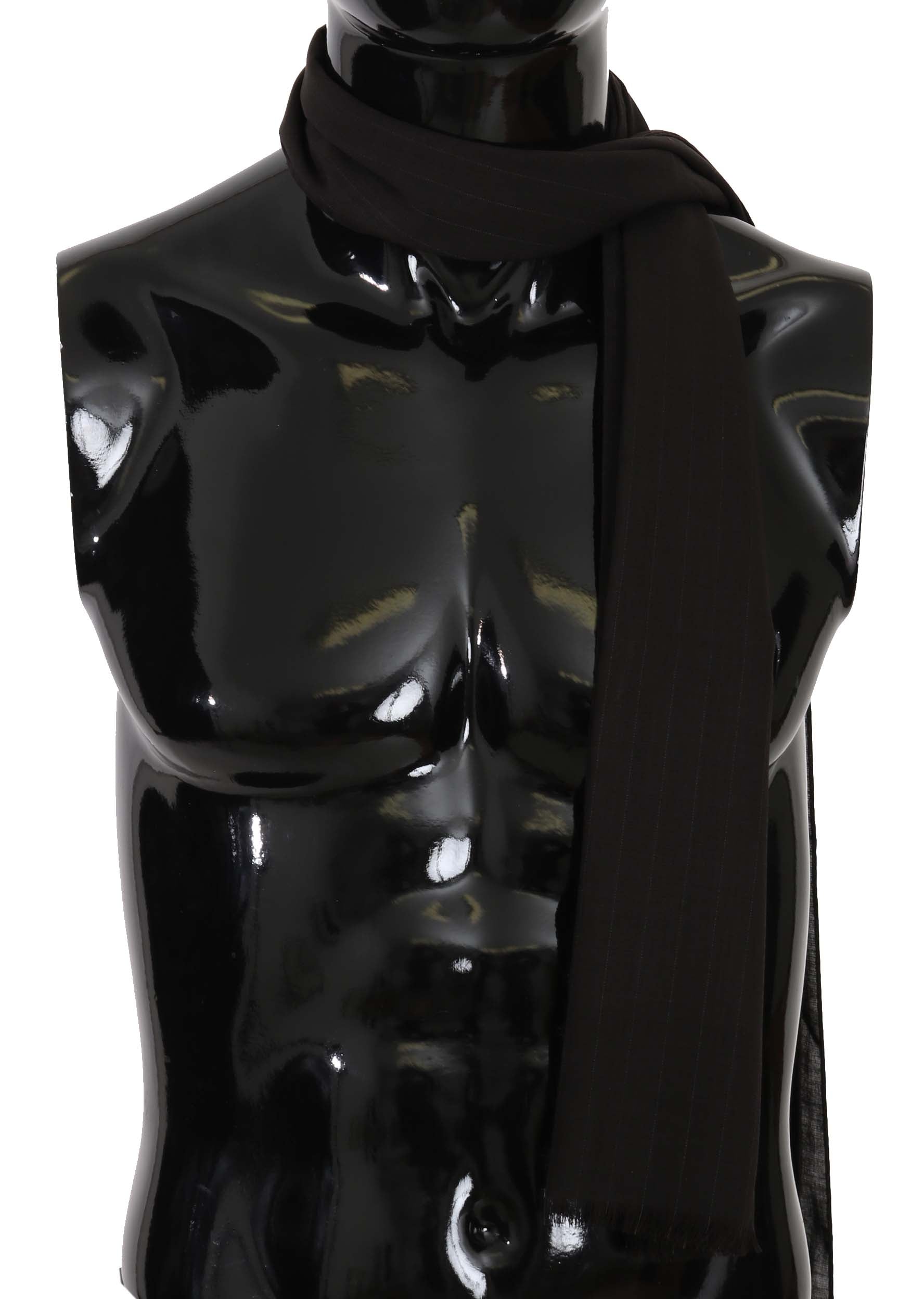 Dolce & Gabbana Dunkelgrauer Schal aus reiner Wolle mit Streifenmuster