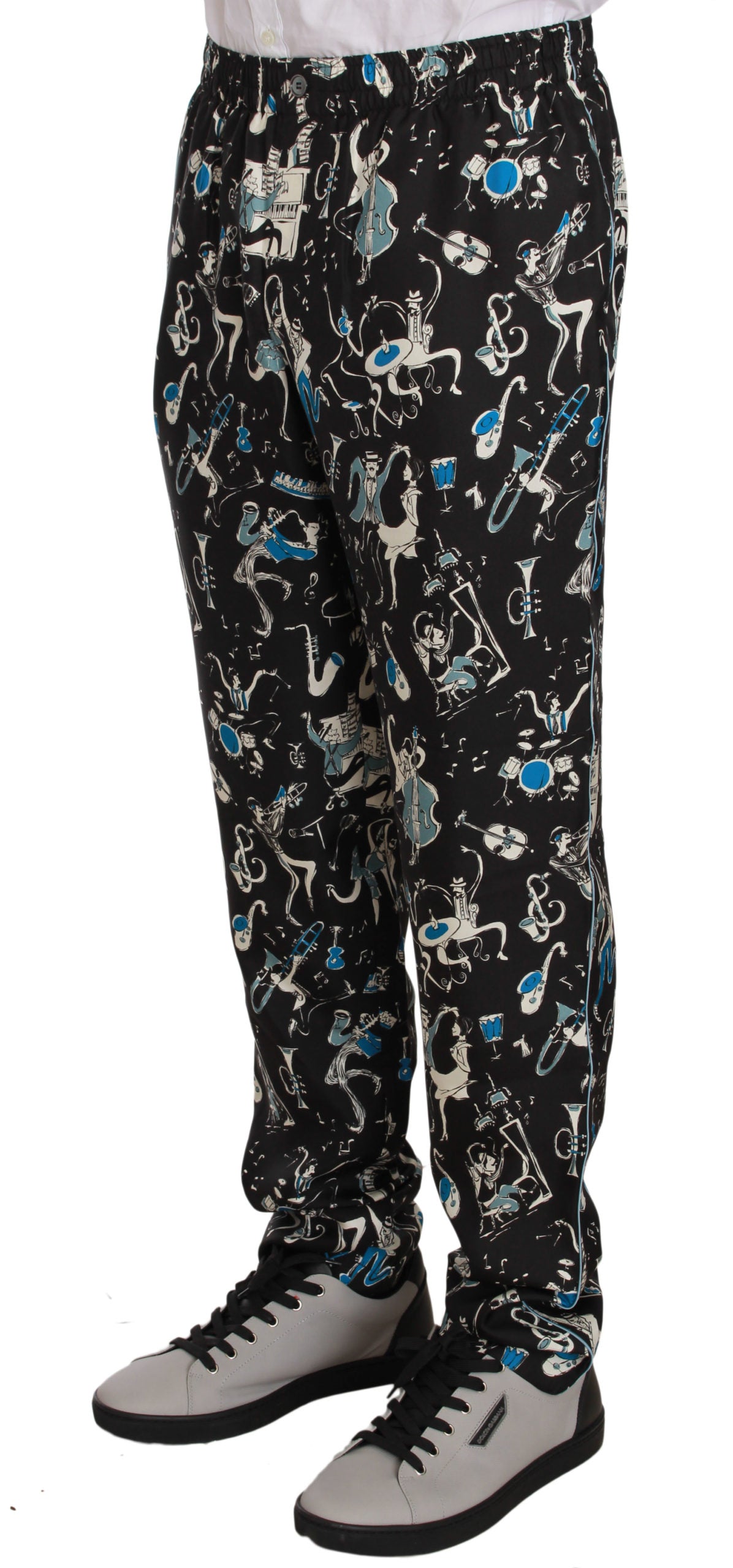Dolce &amp; Gabbana Black Musical Instrument Pajama Pants