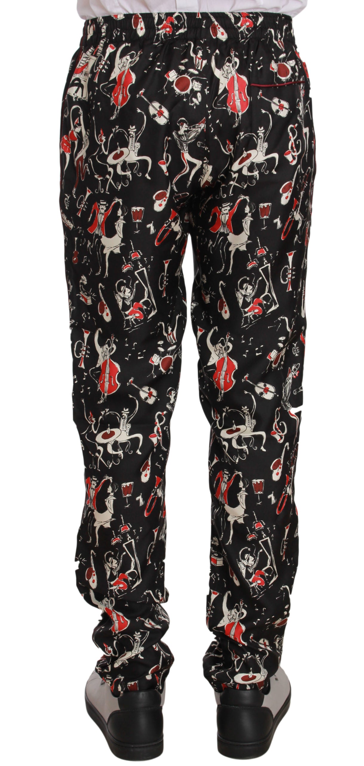 Dolce & Gabbana Rote Musikinstrumenten-Print Nachtwäsche-Hose