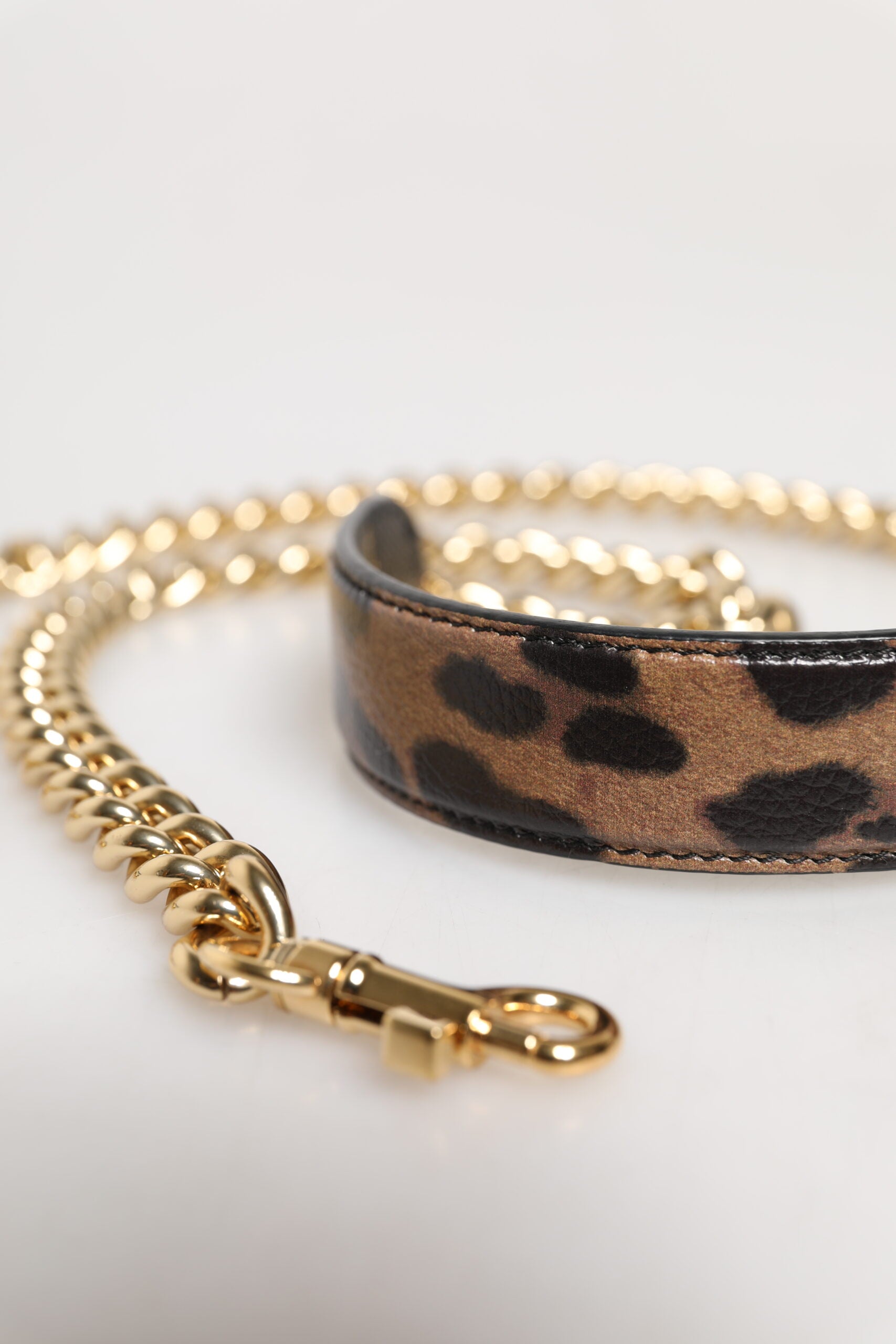 Dolce & Gabbana Braun Leopard Gold Messing Kette Accessoire Schulterriemen