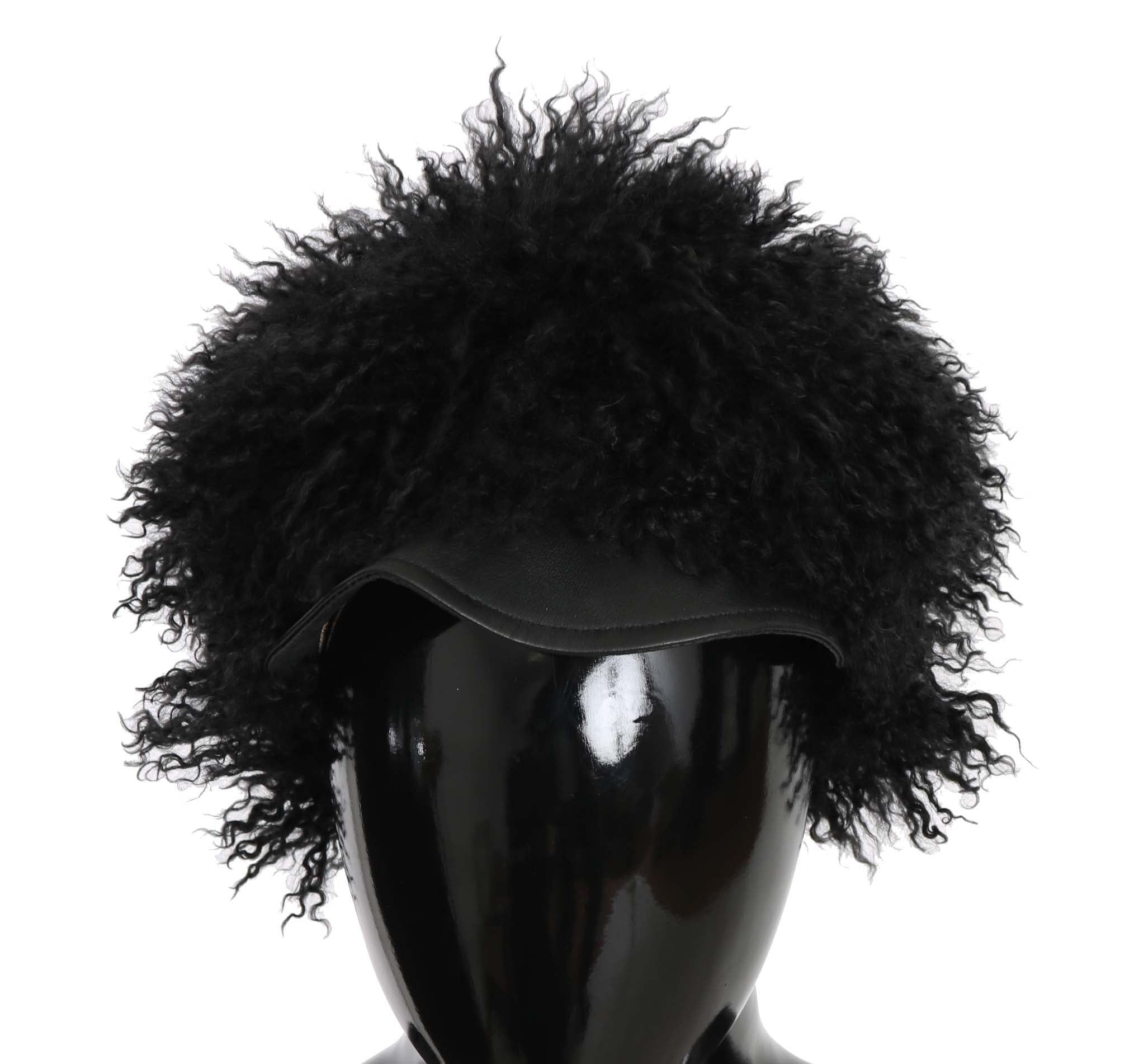 Dolce &amp; Gabbana Black Tibet Lambskin Leather Gatsby Hat