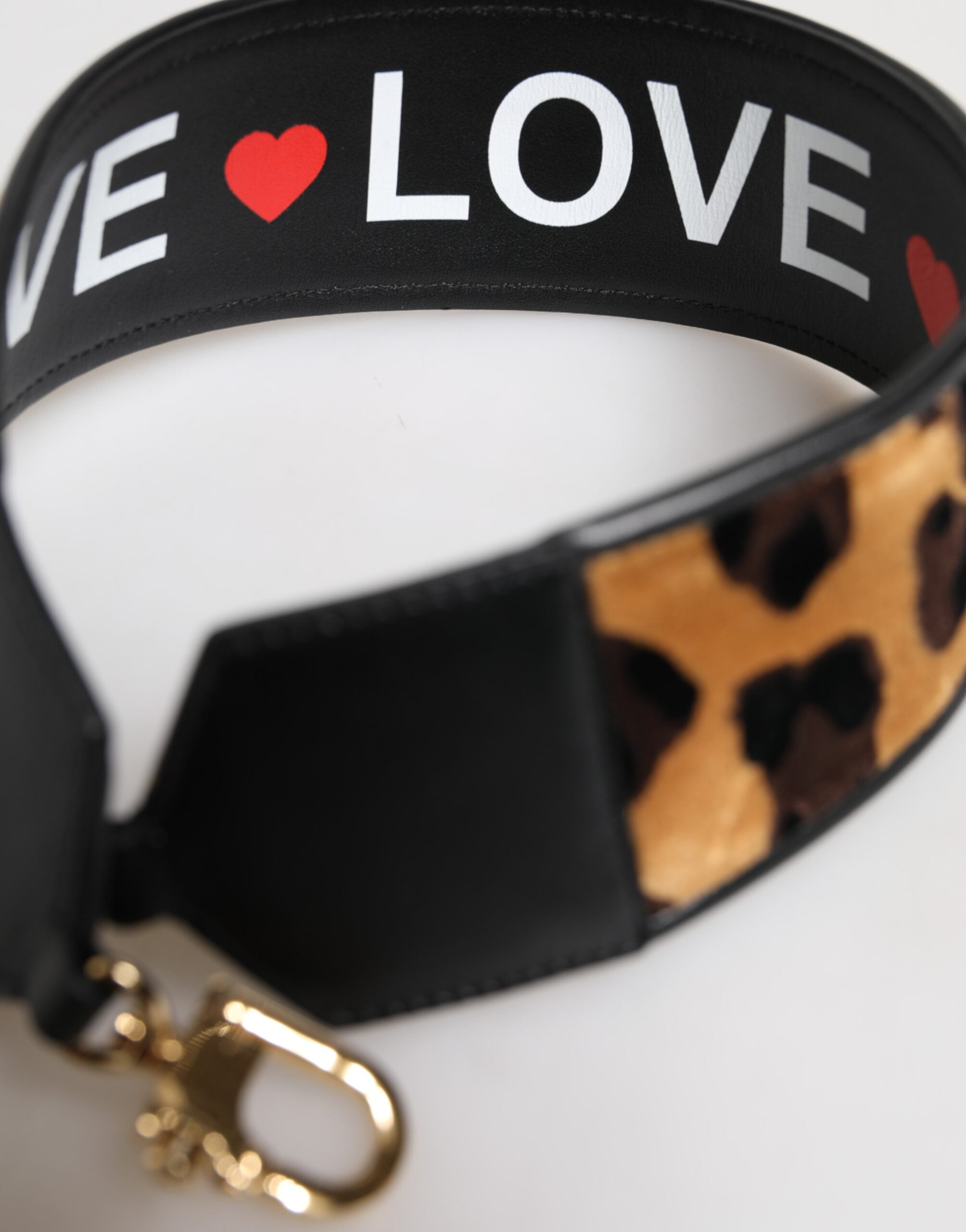 Dolce & Gabbana Schwarzer Leopardenprint Reversible Bag Schulterriemen