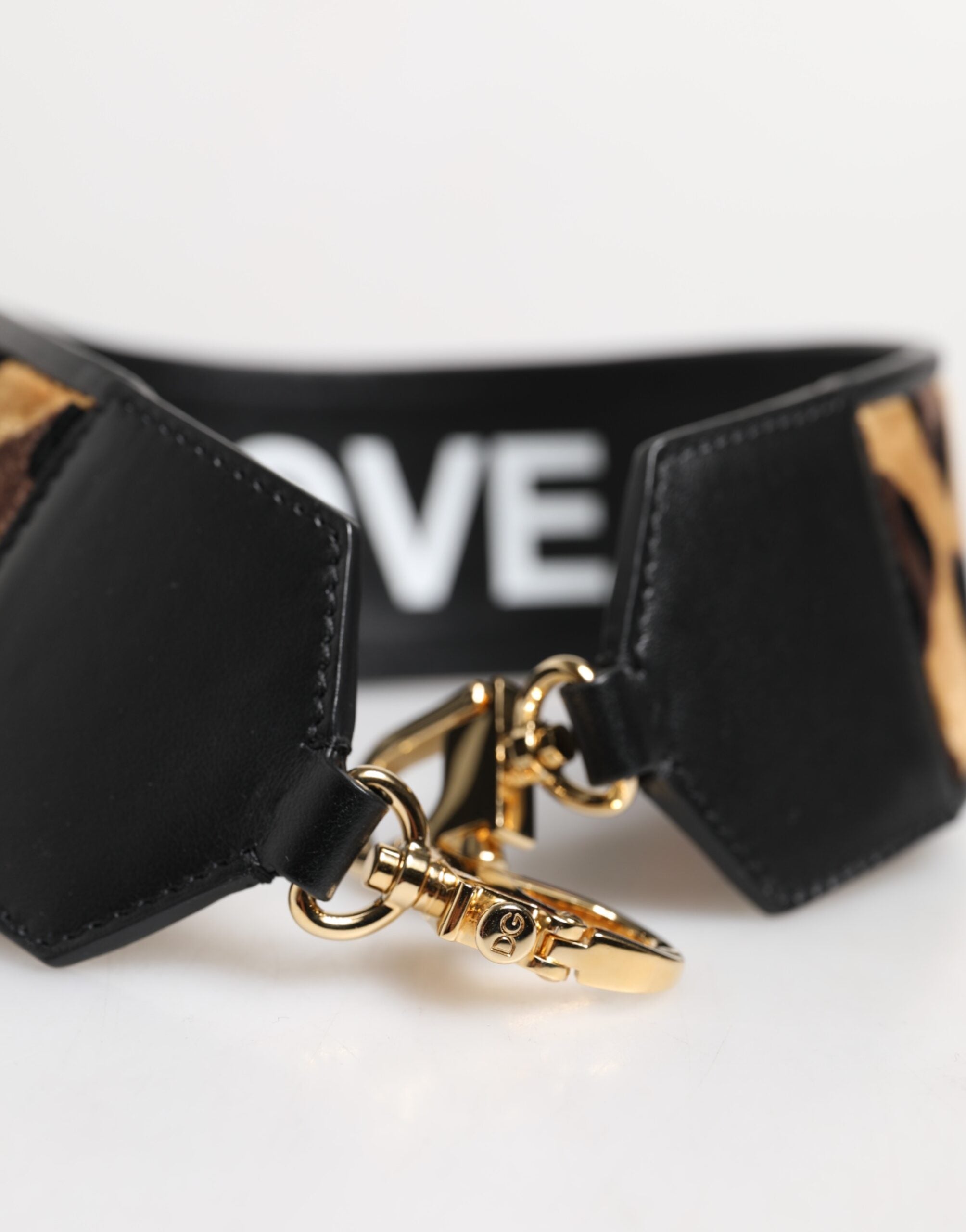 Dolce & Gabbana Schwarzer Leopardenprint Reversible Bag Schulterriemen