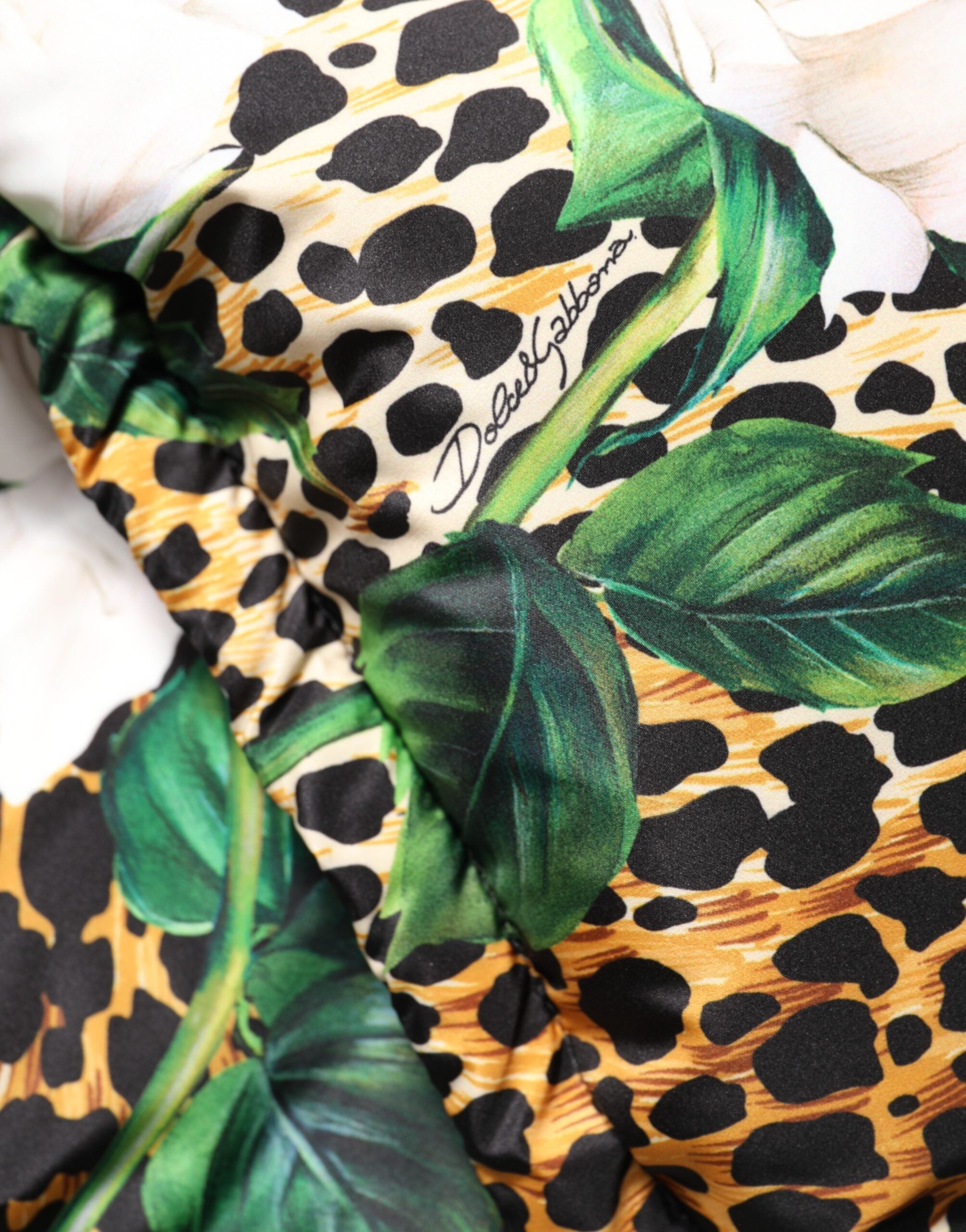 Dolce & Gabbana Multicolor Leopard Rose Puffer Steppjacke