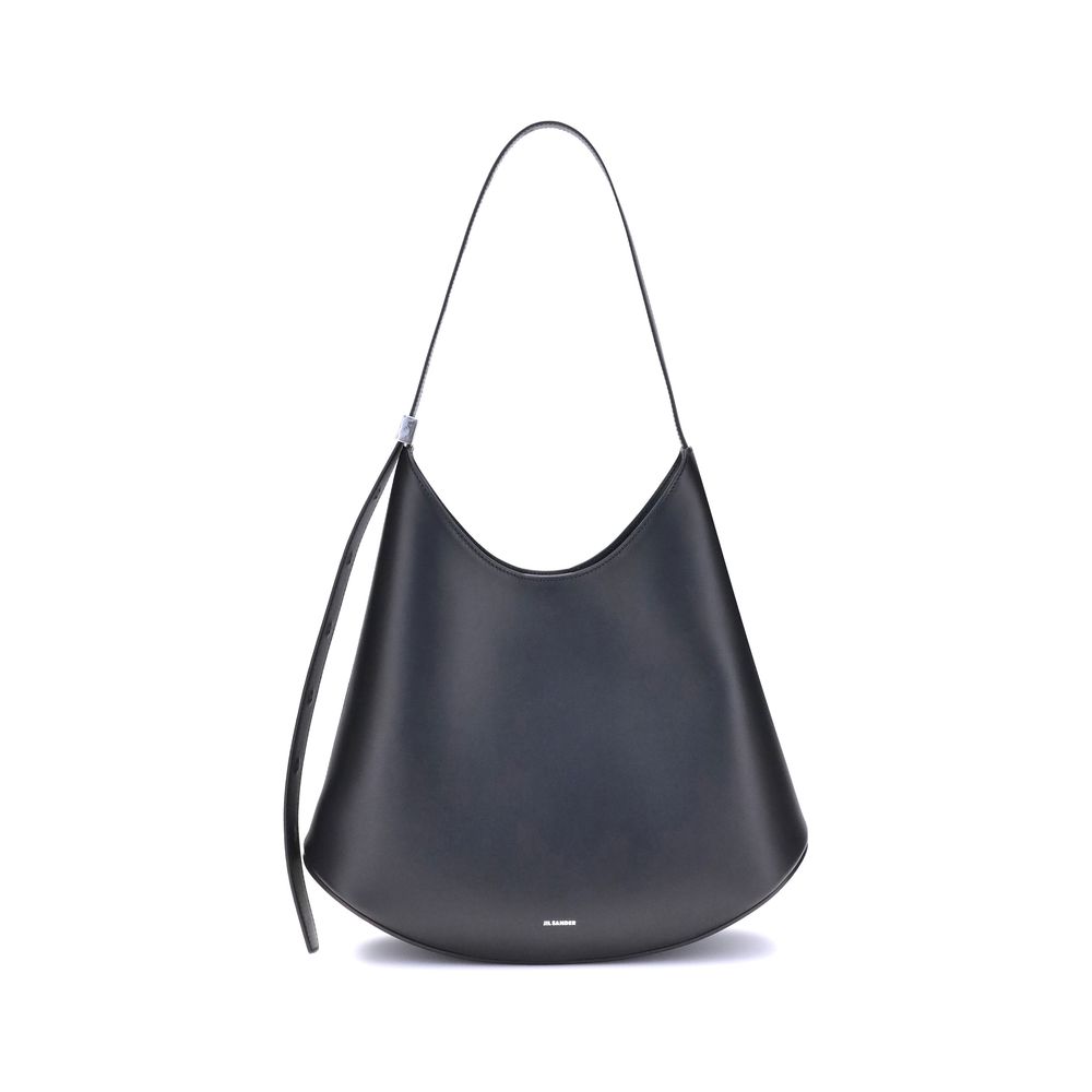 Jil Sander Schwarze Kalbshaut Bos Taurus Schultertasche