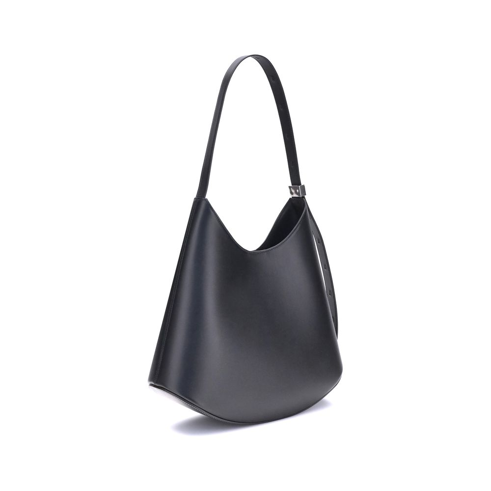 Jil Sander Schwarze Kalbshaut Bos Taurus Schultertasche