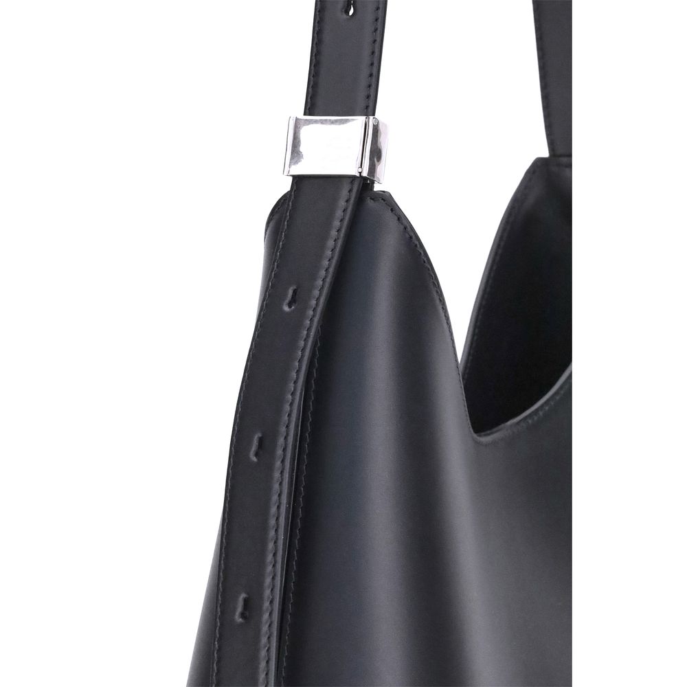 Jil Sander Schwarze Kalbshaut Bos Taurus Schultertasche