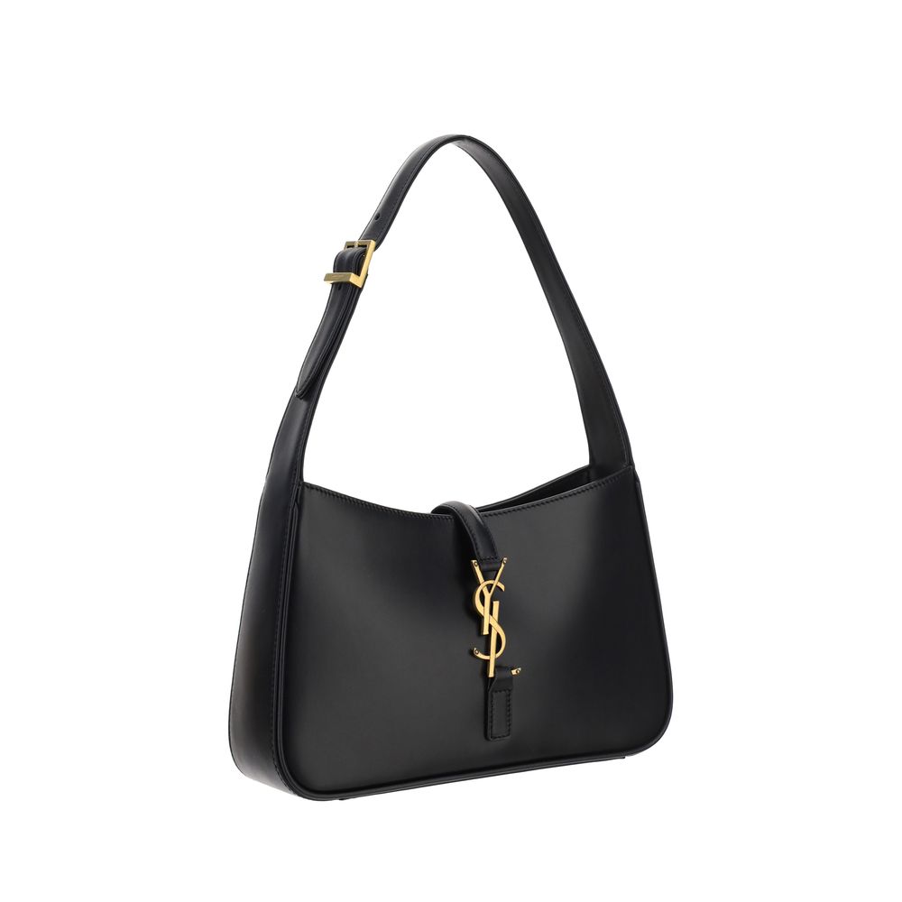 Saint Laurent Schwarze Kalbshaut Bos Taurus Schultertasche