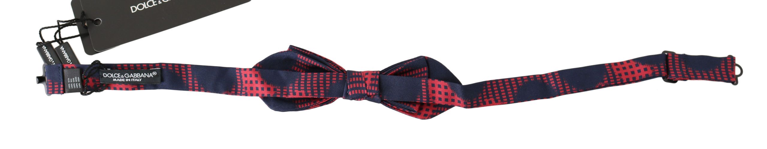 Dolce &amp; Gabbana Red Checked 100% Silk Adjustable Men's Neck Bow Tie
