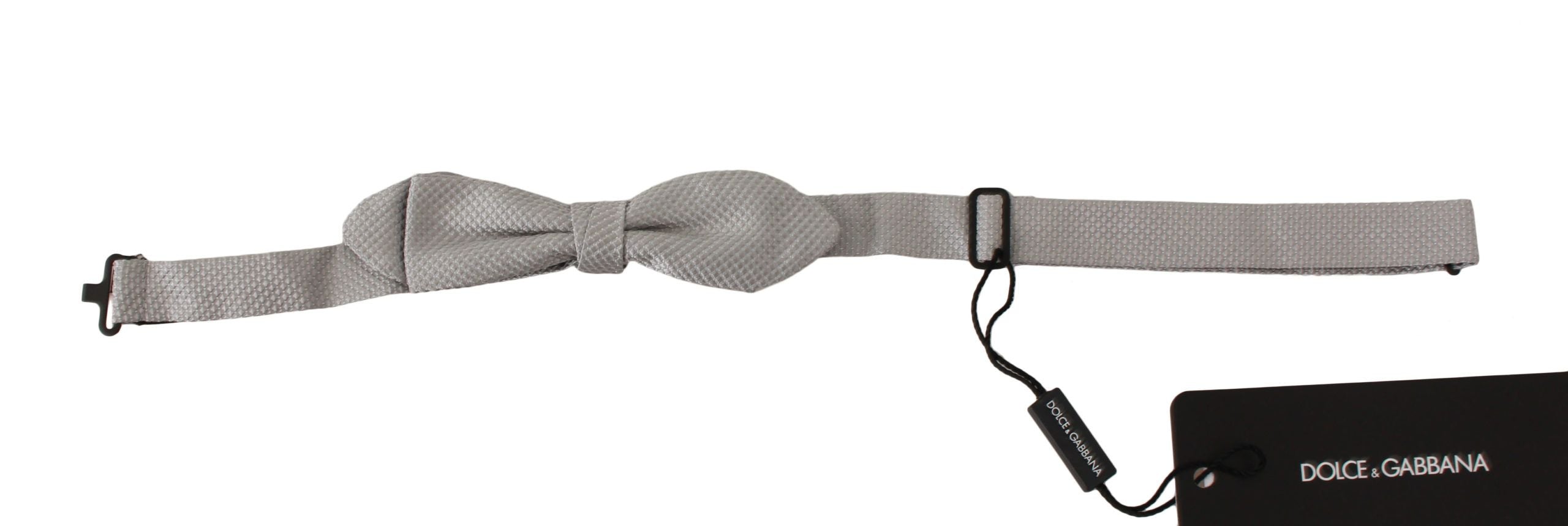 Dolce &amp; Gabbana Gray 100% Silk Faille Adjustable Neck Bow Papillon