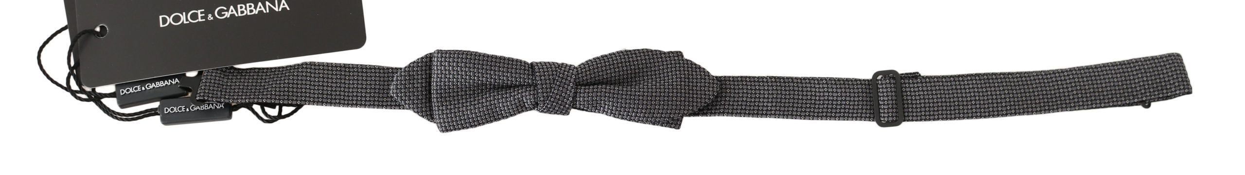 Dolce &amp; Gabbana grey patterned silk bow tie Papillon, adjustable