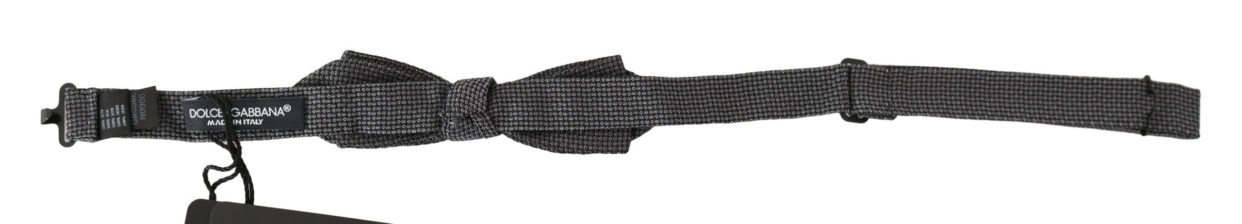 Dolce &amp; Gabbana grey patterned silk bow tie Papillon, adjustable