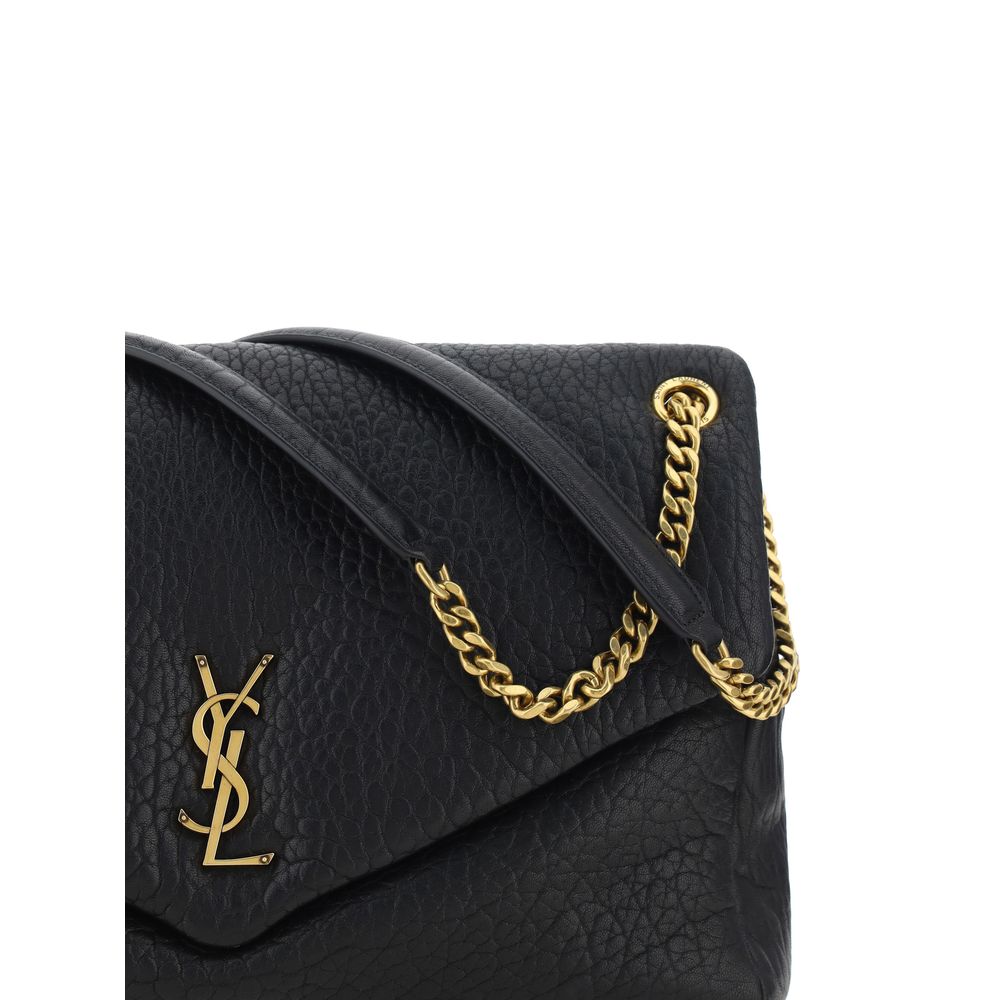 Saint Laurent Schwarze Schultertasche aus Lammleder Ovis Aries Aries