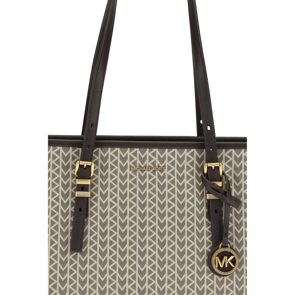 Michael Kors Beigefarbene Schultertasche aus Polyester