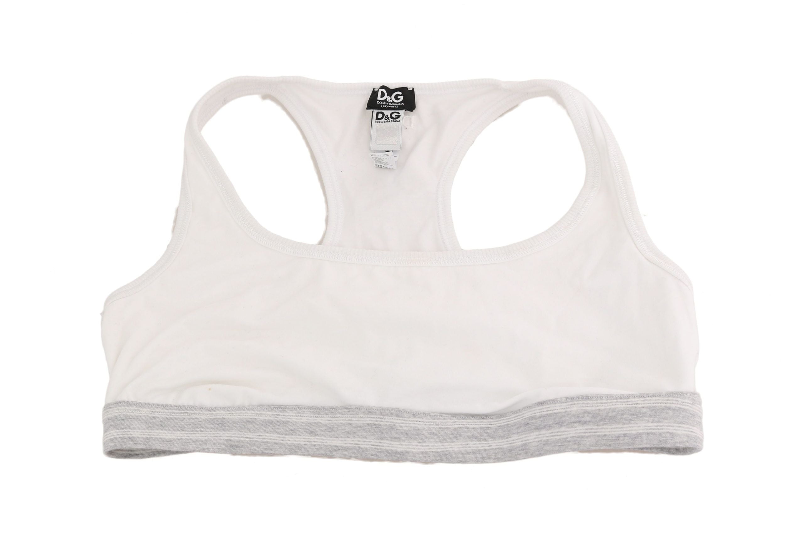 Dolce &amp; Gabbana White Cotton Sports Stretch Bra Underwear