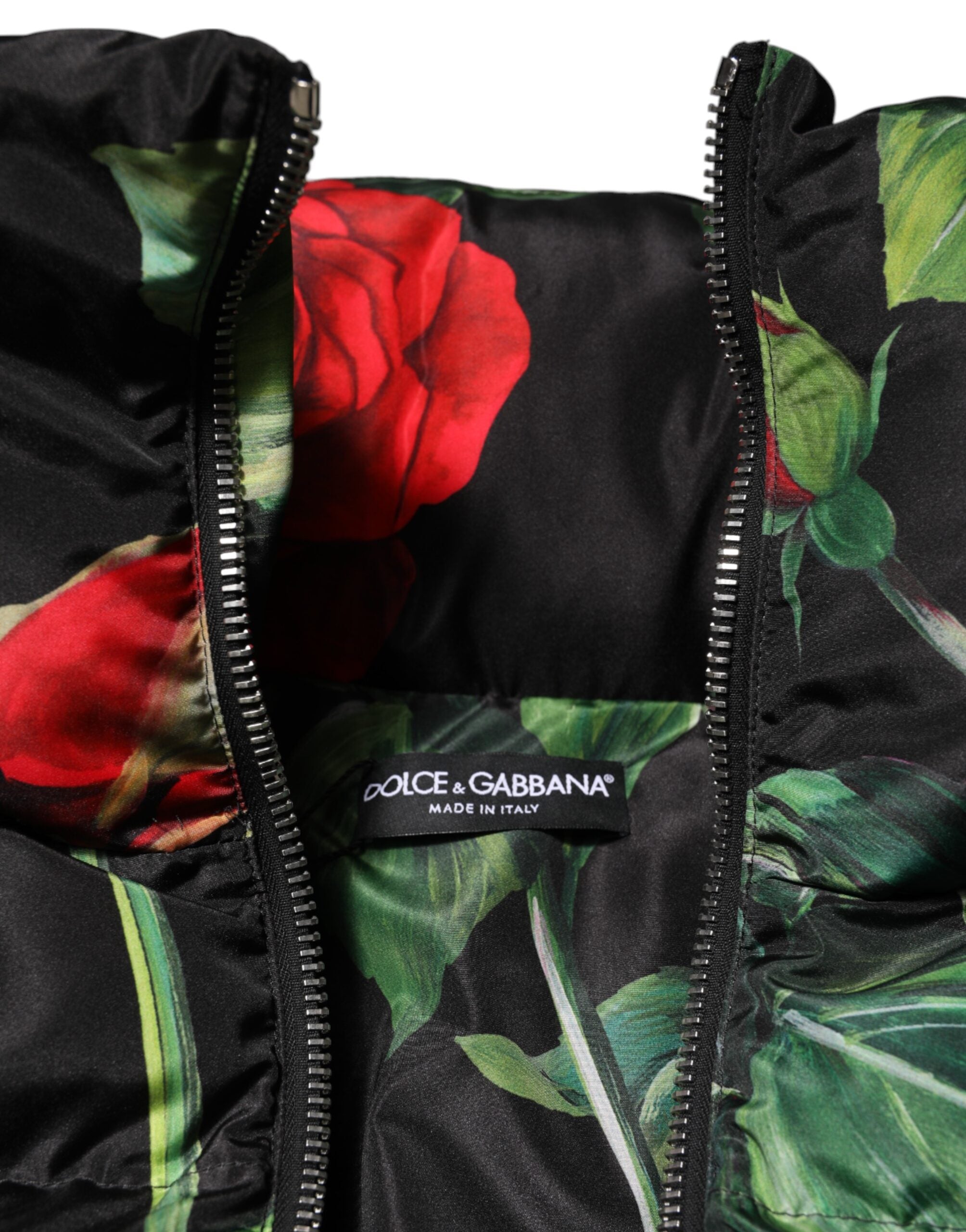Dolce & Gabbana Multicolor Floral Puffer Mantel Full Zip Jacke