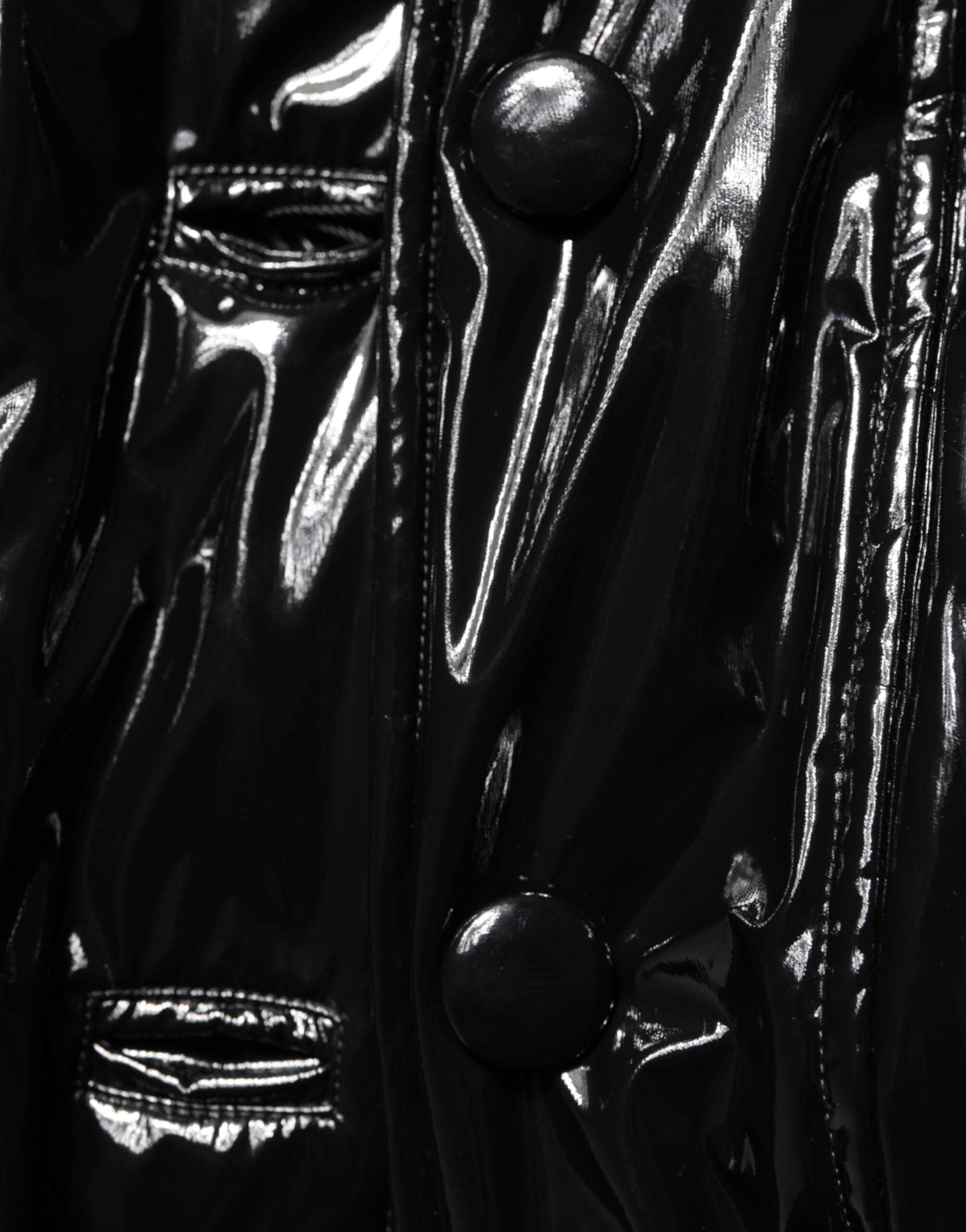 Dolce &amp; Gabbana Polyester Siyah Kapitone Şişme Mont Ceket