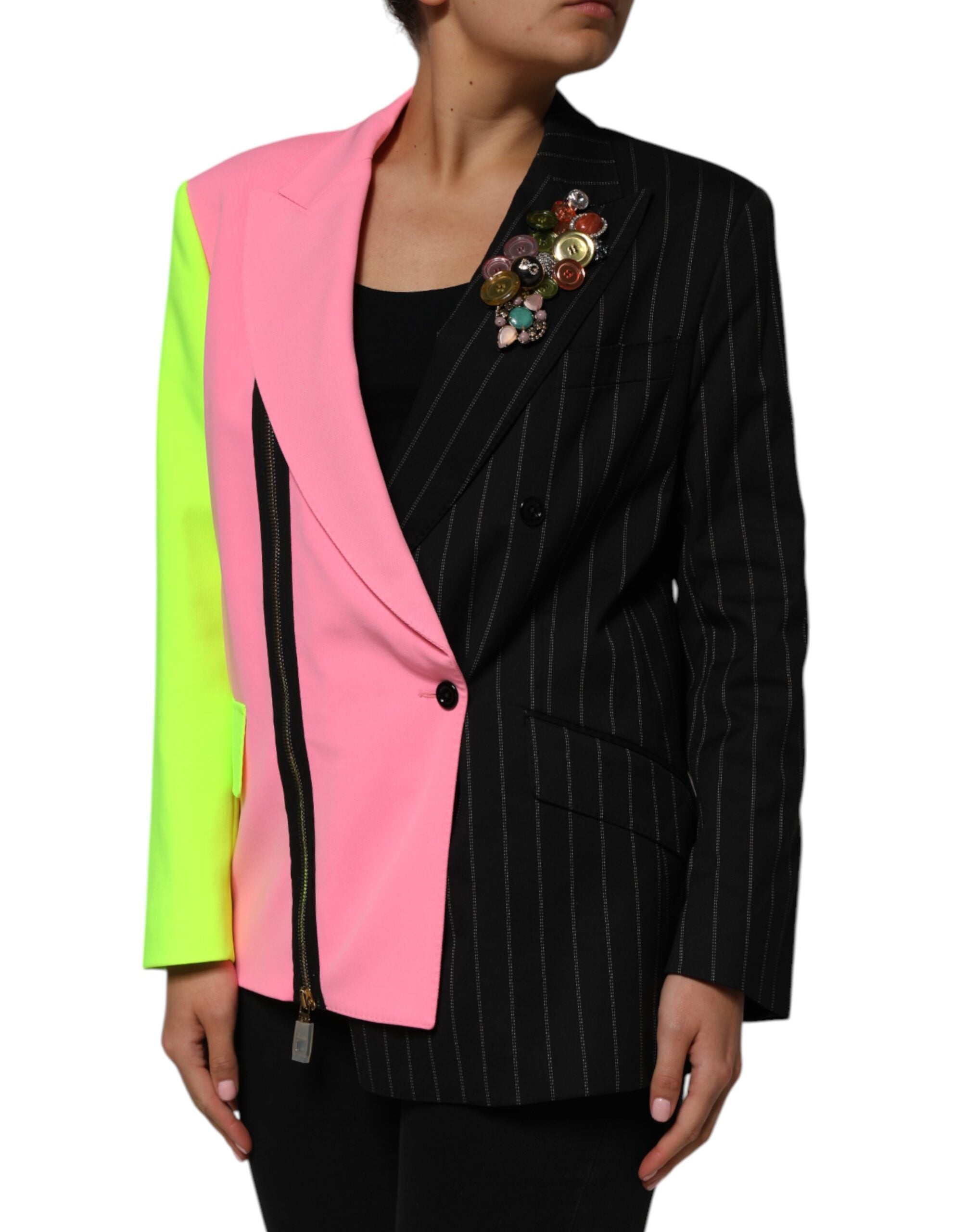 Dolce & Gabbana Multicolor Patchwork verschönerte Manteljacke