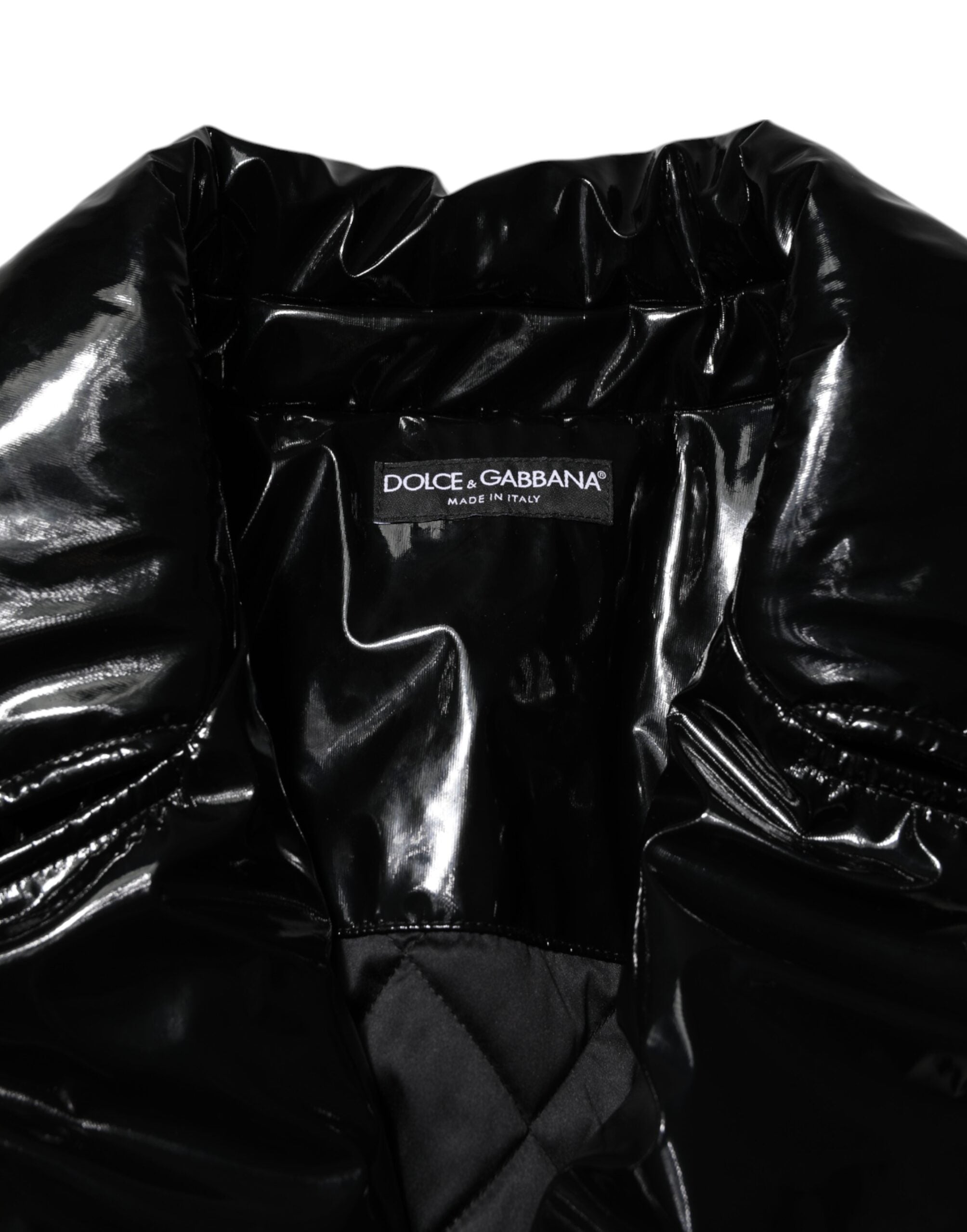 Dolce &amp; Gabbana Siyah Kapitone Polyester Şişme Mont Ceket